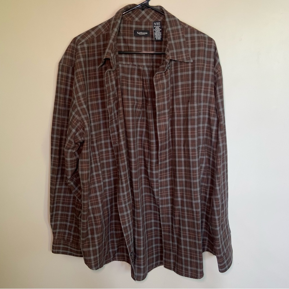 Men’s Button up Brown Plaid Shirt